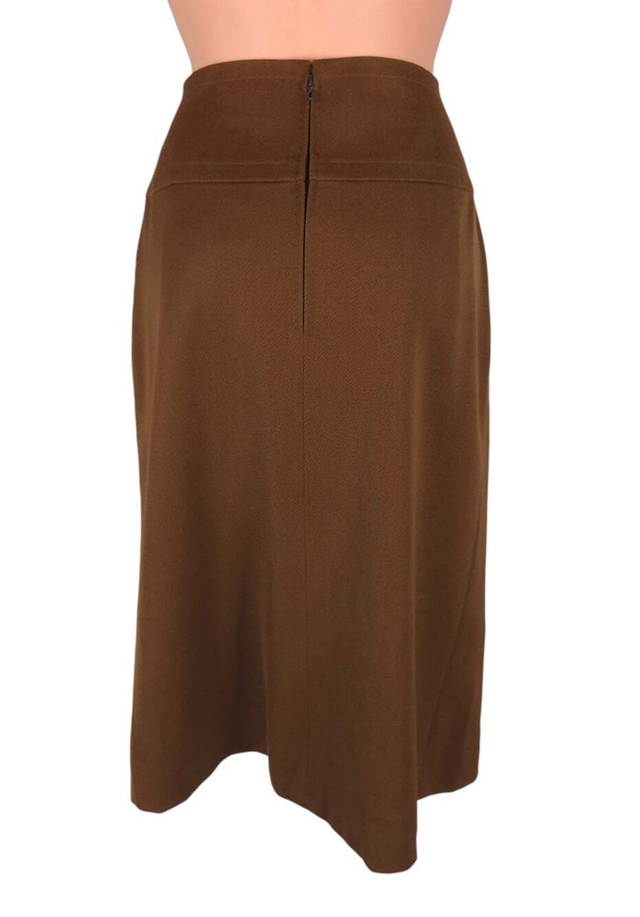 Vintage Celine Triomphe Chain Heavyweight Wool Skirt US 6 8 FR 40 Brown $1200 - Picture 4 of 8